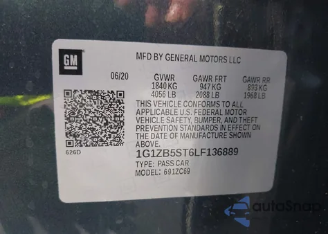 2020 Chevrolet Malibu Fwd Ls from USA, damaged, VIN 1G1ZB5ST6LF136889